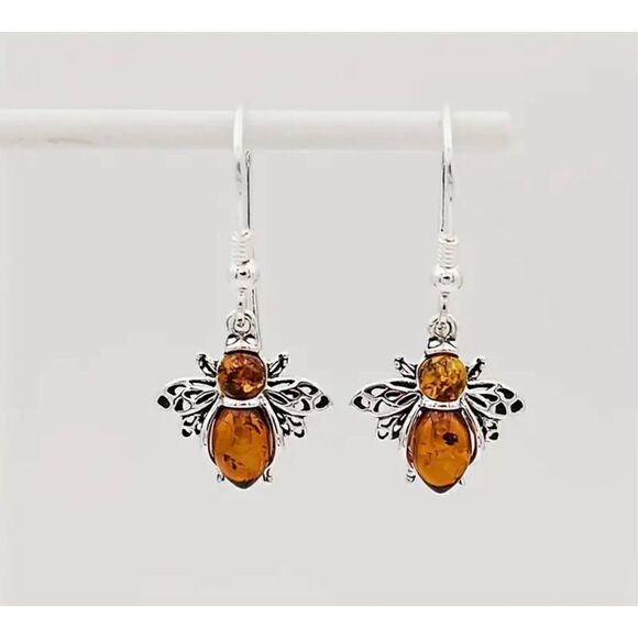 Exquisite Bee Design With Synthetic Gems Decor Dangle Earrings Retro Bohemian St - Picture 3 of 3